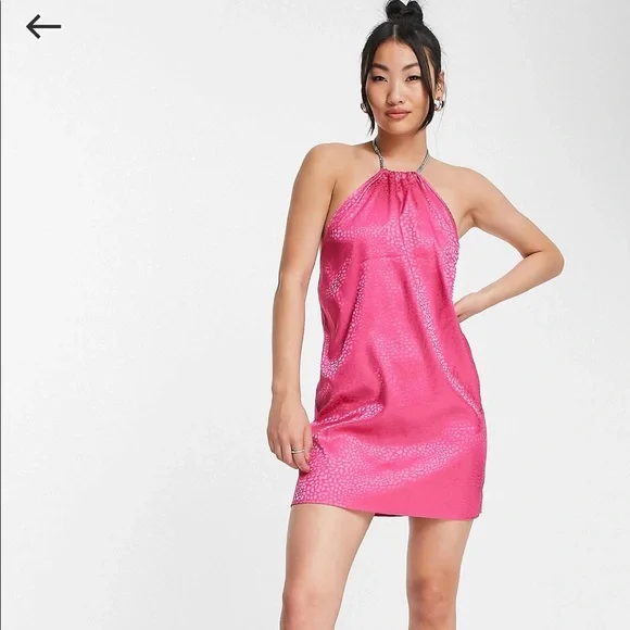 knee length dresses for ladies Asos Luxe Structured One Shoulder Mini Dress In Pink Glitter main image 1